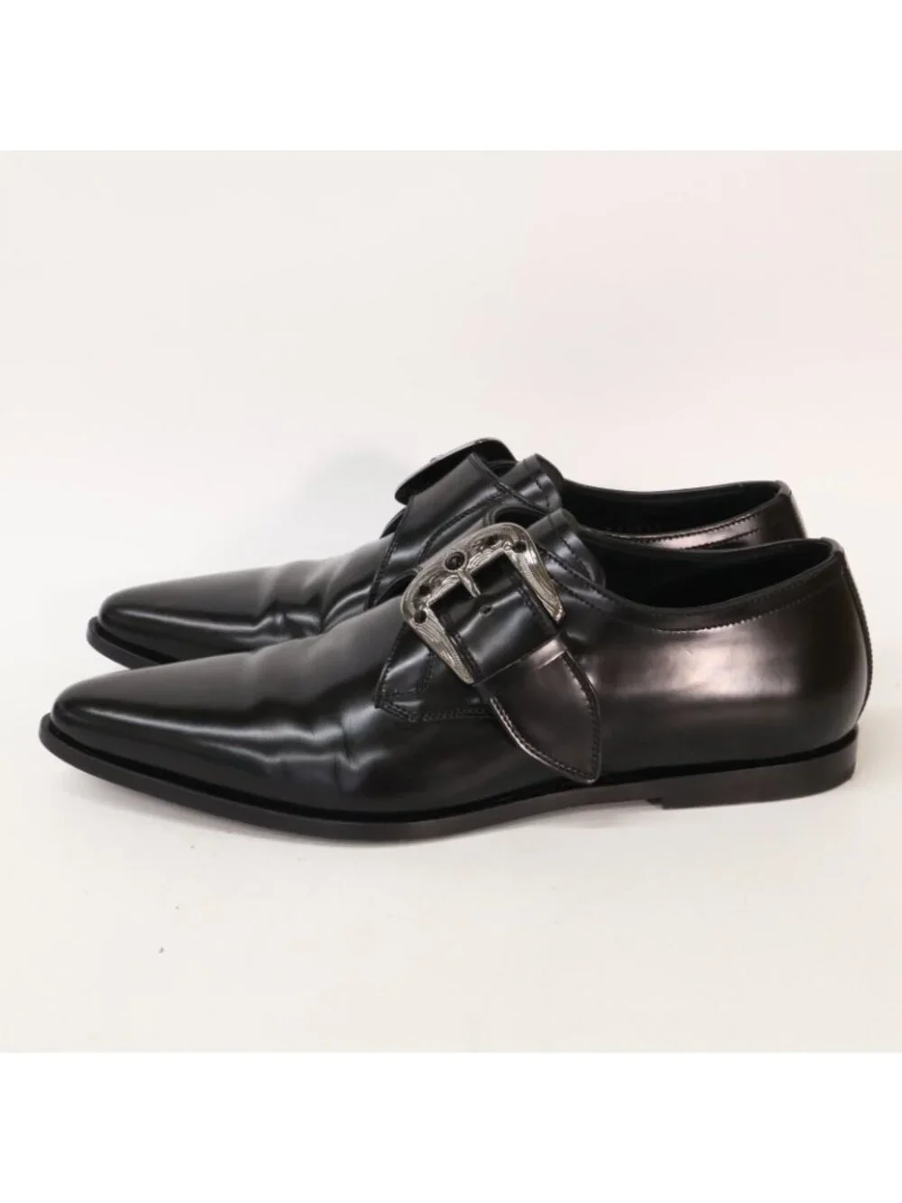 Dolce & Gabbana Silver Buckle Single Monk Dress Shoes